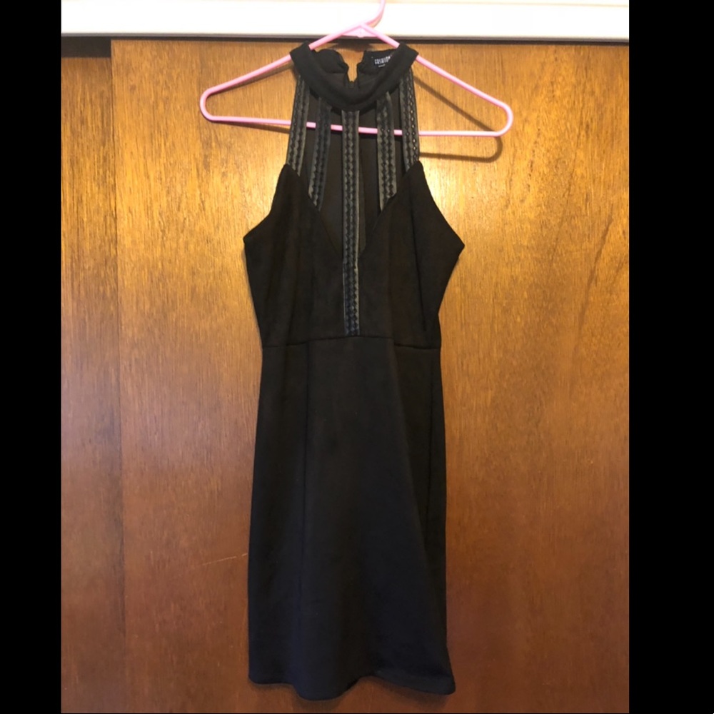 Black suede dress
